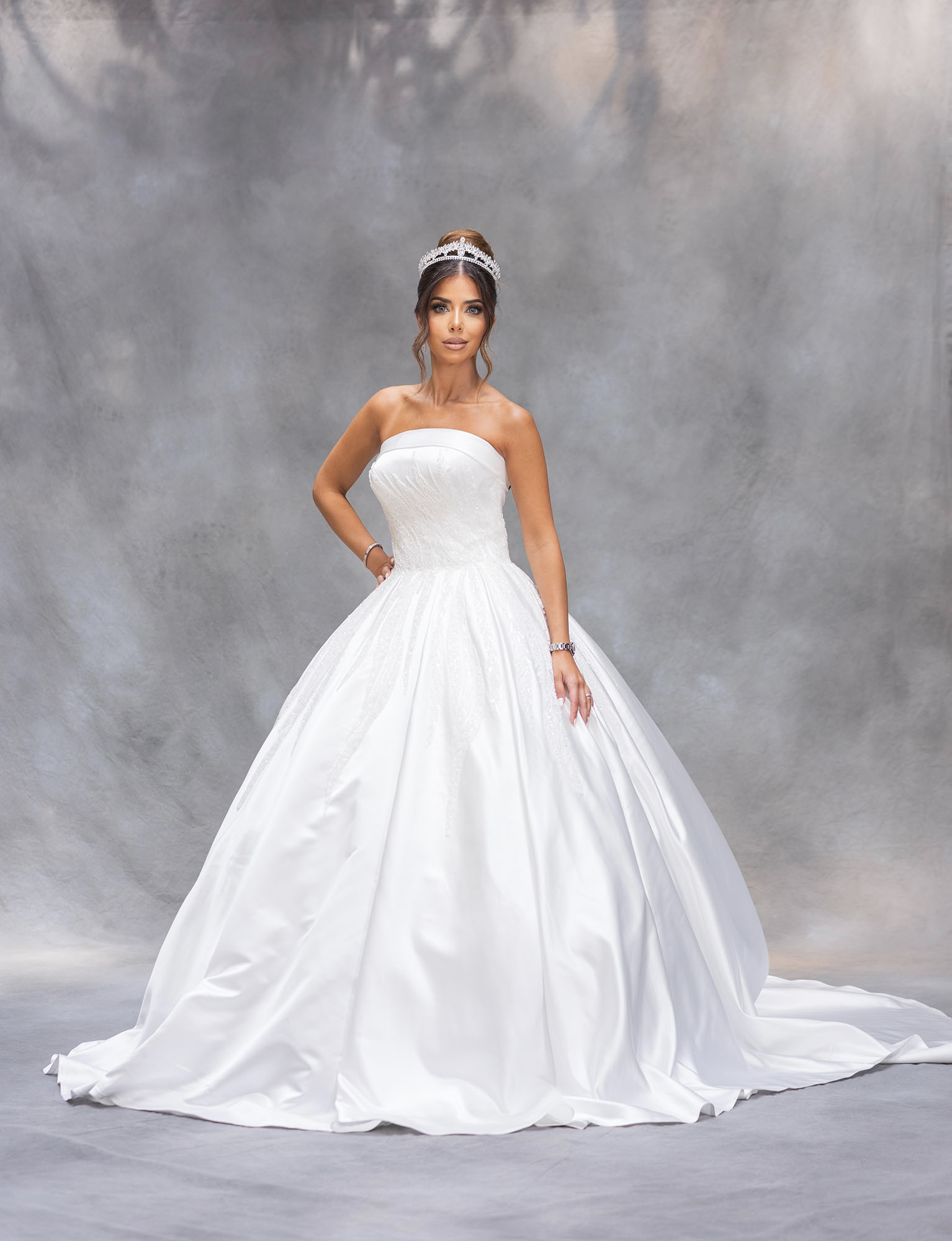 The Clarissa Royal Satin Ball Gown